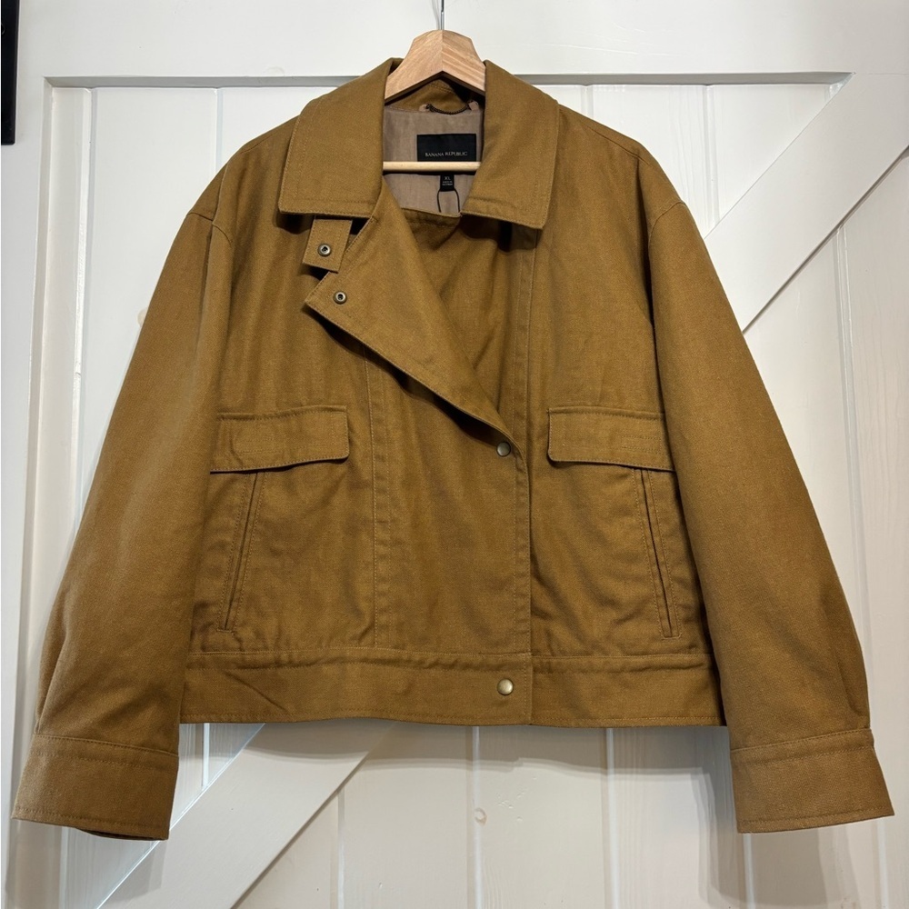 Banana Republic Amelia flight jacket caramel apple Hemp Bomber Cropped XL - Picture 3 of 8